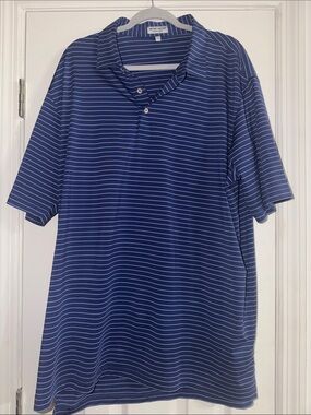 Peter Millar Navy and White Striped Polo Shirt